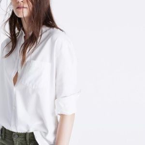 Madewell Drapey Boyfriend Shirt in Pure White